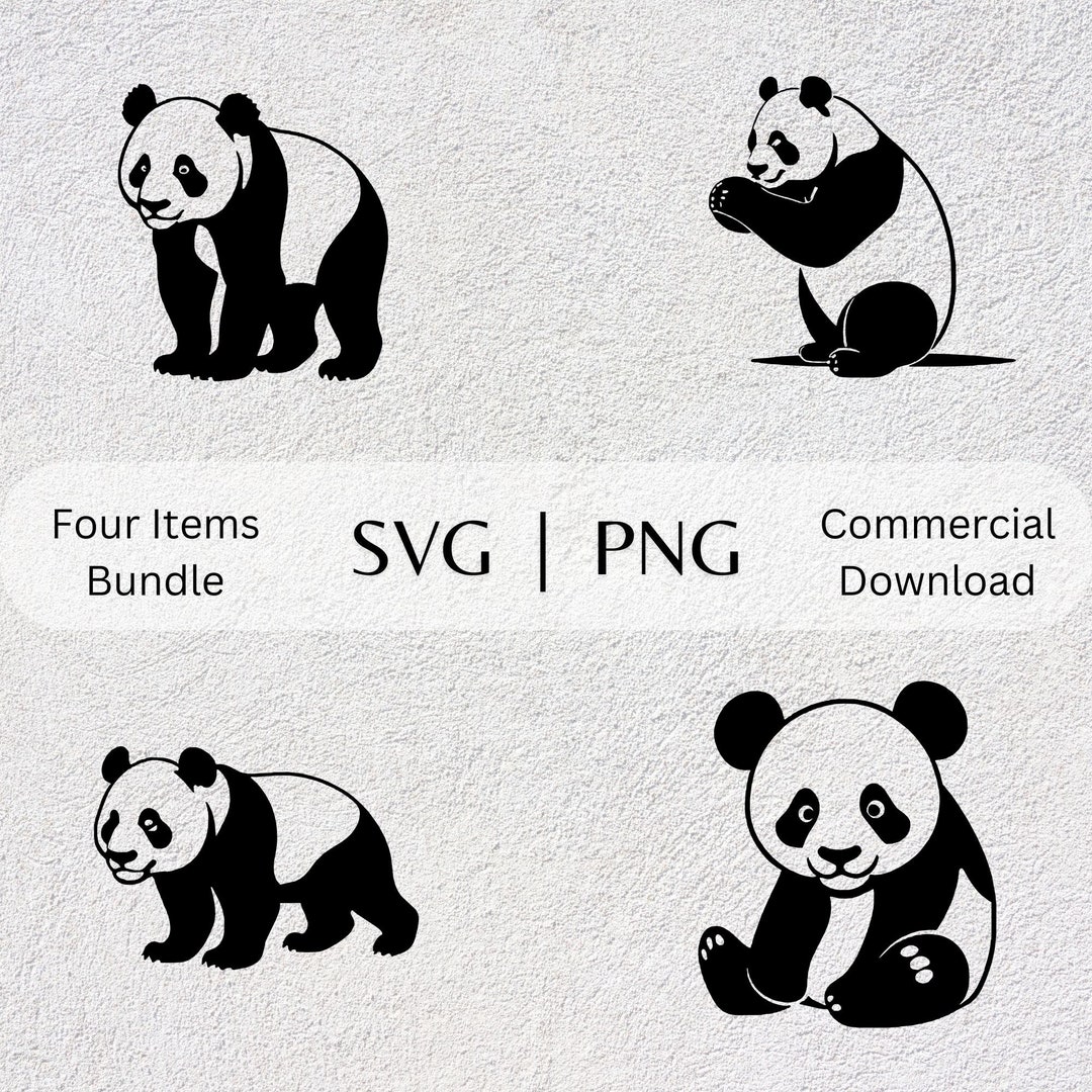 Panda Bear SVG PNG Collection Cute Hand Drawn Clipart Animal Themed ...