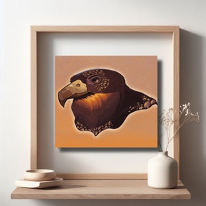 Digital handmade art print of hawk