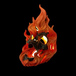 Fiery Skull Lamp with Burning Inner Glow