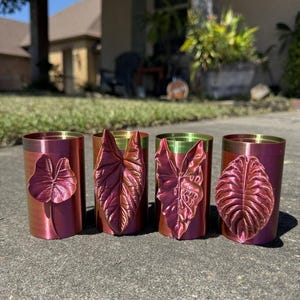 Conjunto de 4 Copos de Propagação com Design de Folha Impresso em 3D para Enraizamento em Água