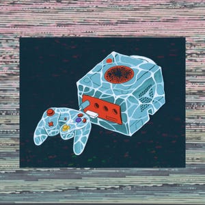 Piccola stampa artistica di una console di gioco olografica