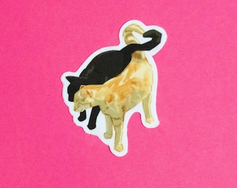 Black & Orange Love Cats Die-Cut Sticker | Laptop Stickers, Water Bottle Sticker, Illustration