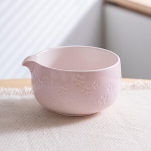 Matcha Bowl Set with Bamboo Whisk Handmade Pink Cherry Blossom Japanese Tea Ceremony Kit Only bowl