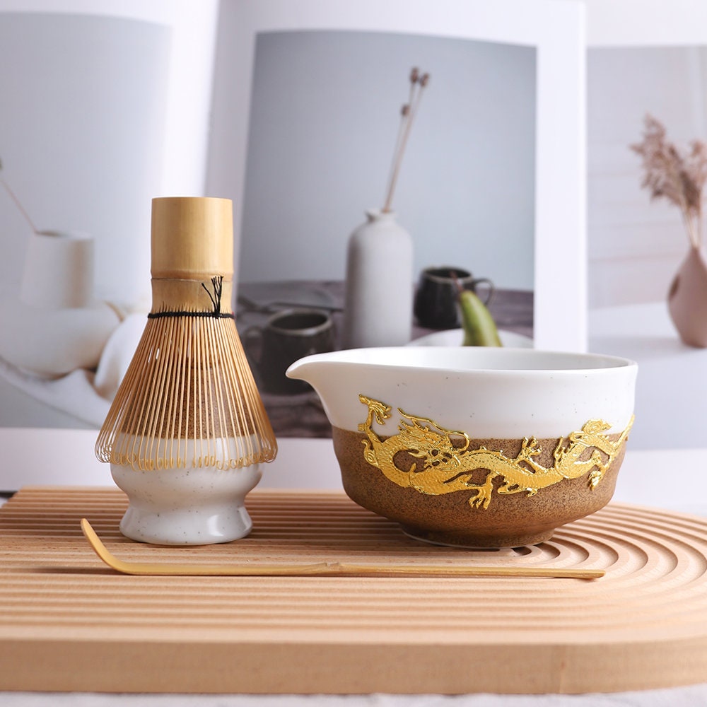 Matcha Bowl Set BAMFY Matcha Set Bamboo Matcha Whisk, Matcha Bowl, Broom Macha Whisk Set