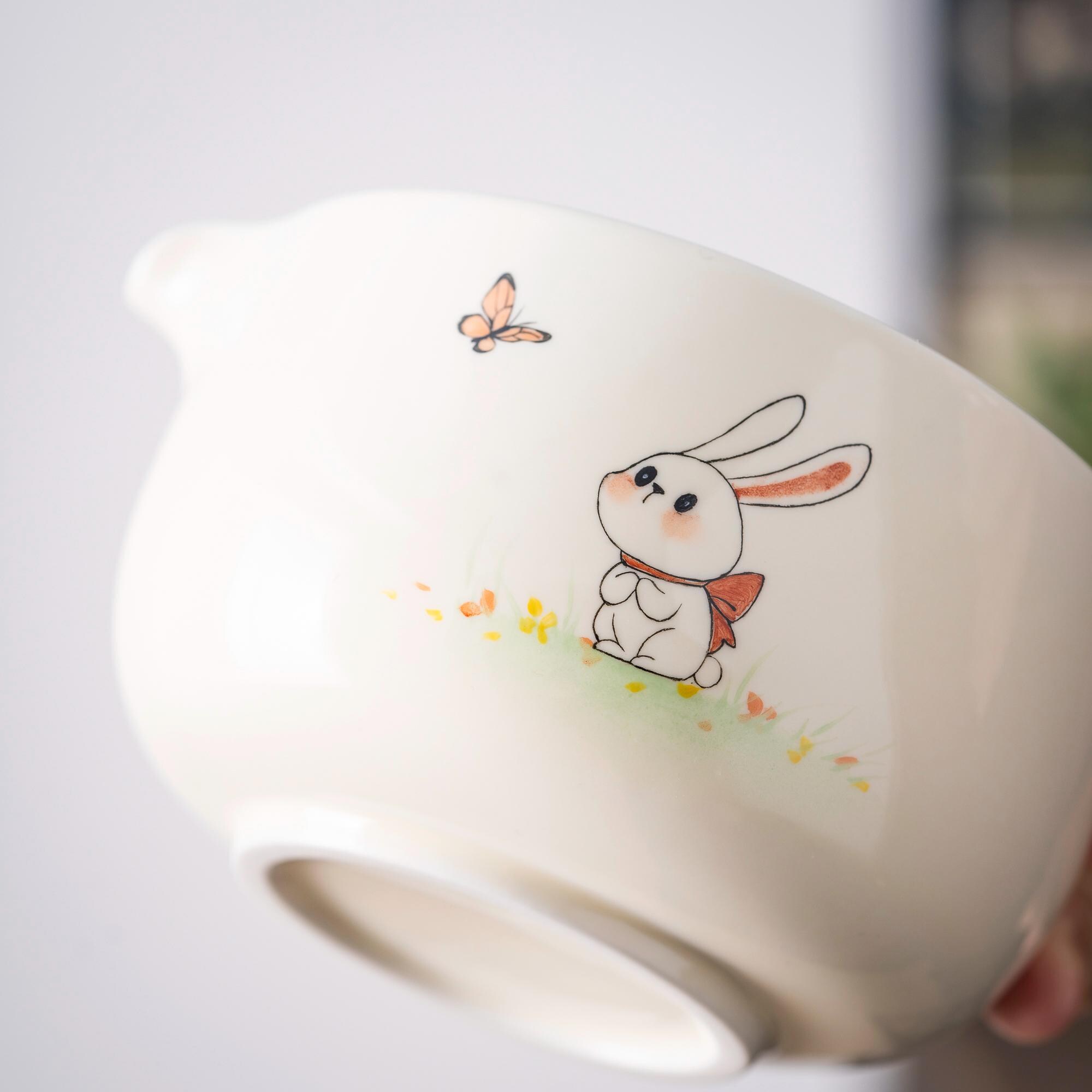 手描きうさぎ柄陶器抹茶碗セット：竹製茶筅＆茶筅立て - Etsy 日本