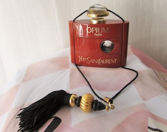 Vintage 1980s Yves Saint Laurent Pure Parfum Bottle with tassel 1/2 oz