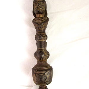 Architectural Salvage ANTIQUE Cast Iron Roman Soldier DOOR  Pull Handle Artifact