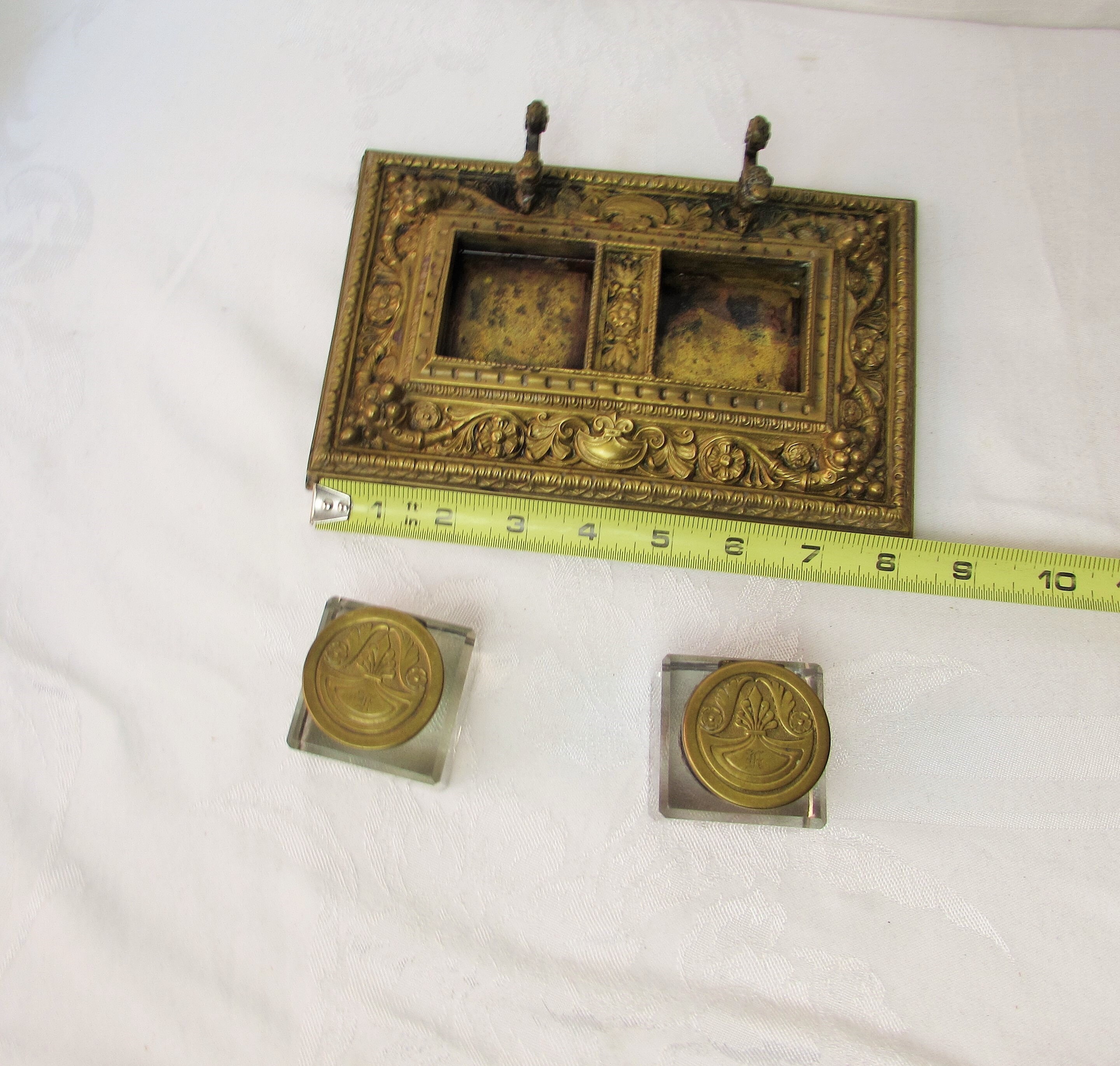 ANTIQUE DOUBLE INKWELL Art Nouveau Victorian - Etsy