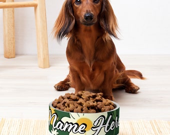 Personalize Pet Bowl with Name || Custom Pet Bowl || Floral Pet Bowl || For Gift Idea || Flower Pet Bowl with Name