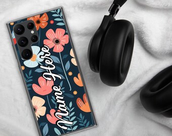 Funda Samsung con diseño floral personalizado y nombre // Funda Samsung con diseño floral personalizado // Funda Galaxy para Samsung S24 Ultra, S23, S22, S21, A54, A34