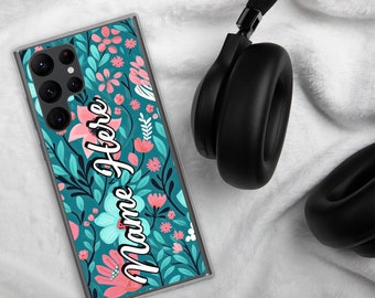 Funda Samsung con diseño floral personalizado y nombre // Funda Samsung con diseño floral personalizado // Funda Galaxy para Samsung S24 Ultra, S23, S22, S21, A54, A34