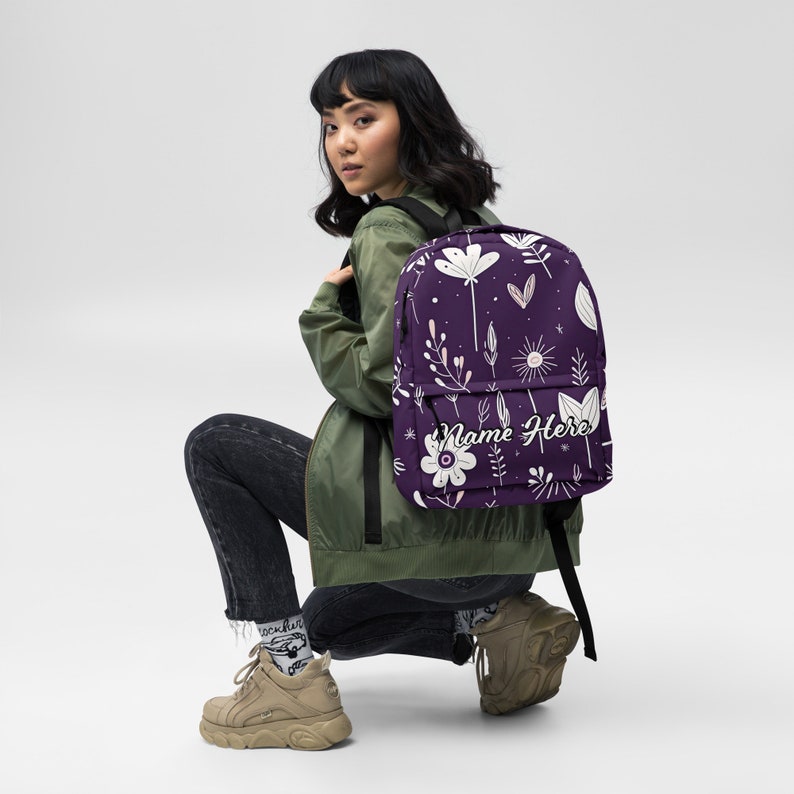 Personalized Flower Backpack, Custom Floral Rucksack, Spring Inspired ...