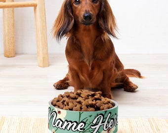 Personalize Pet Bowl with Name || Custom Pet Bowl || Floral Pet Bowl || For Gift Idea || Flower Pet Bowl with Name