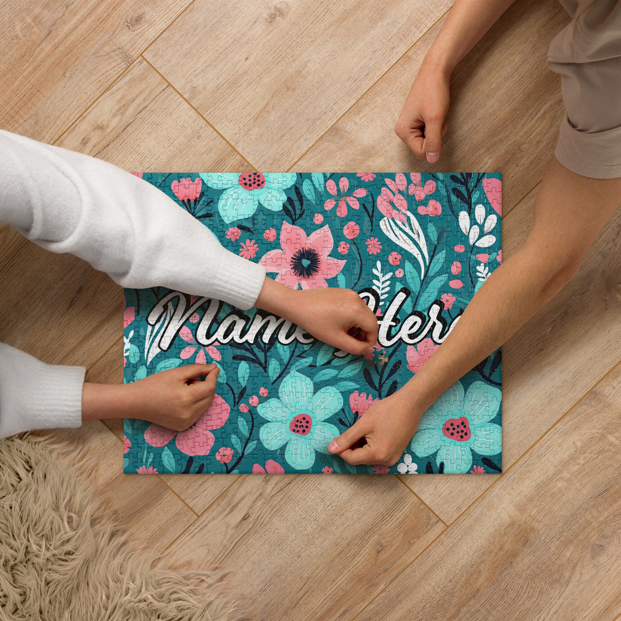 Personalized Floral Puzzle with Name || Custom Puzzle with Name || For Gift Idea || For Souvenir || Flower Puzzle with Name