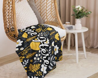 Manta de sherpa floral personalizada con nombre // Manta floral personalizada // Manta acogedora de primavera // Para idea de regalo // Para recuerdo