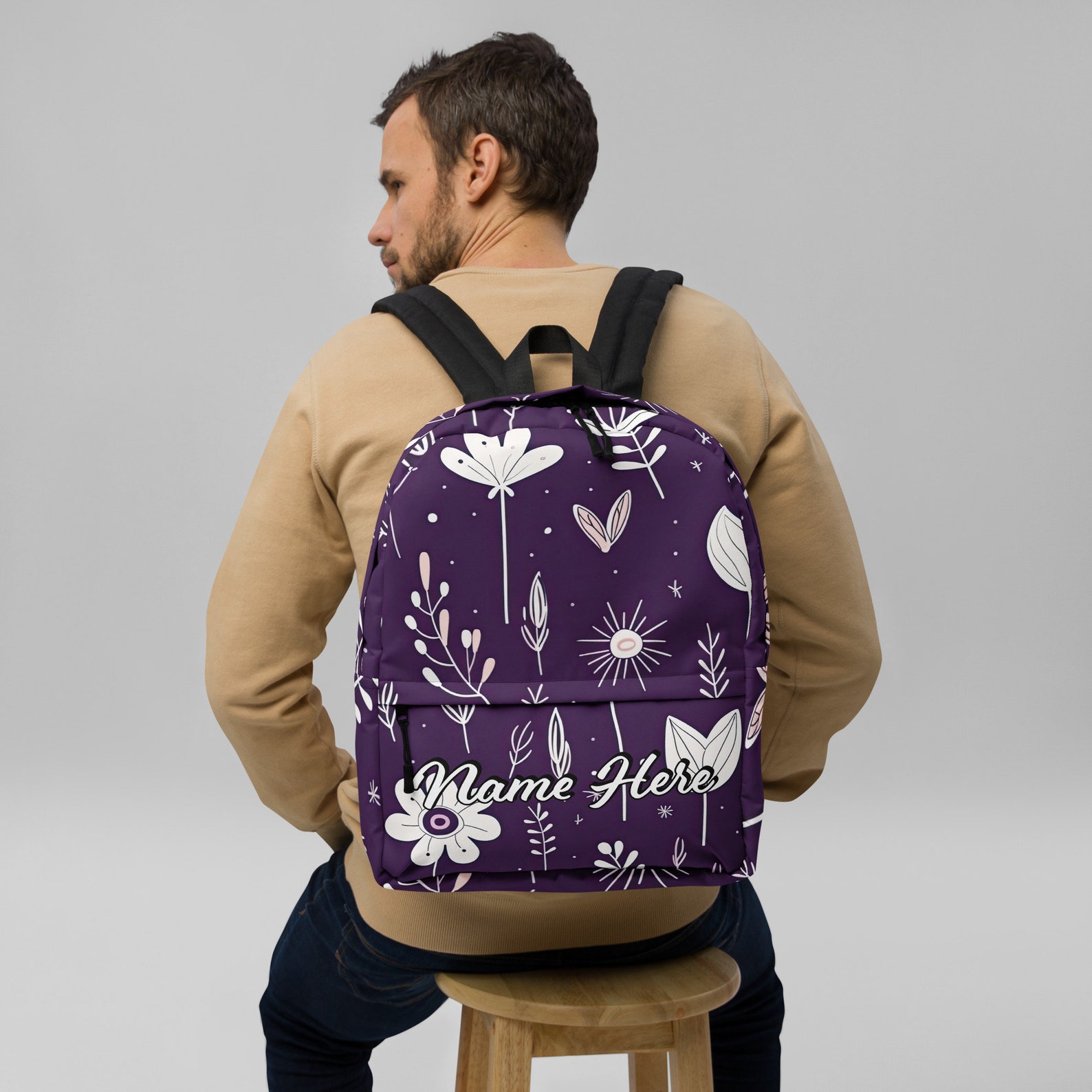 Personalized Flower Backpack, Custom Floral Rucksack, Spring Inspired ...