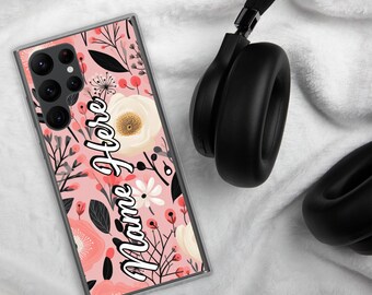 Funda Samsung con diseño floral personalizado y nombre // Funda Samsung con diseño floral personalizado // Funda Galaxy para Samsung S24 Ultra, S23, S22, S21, A54, A34