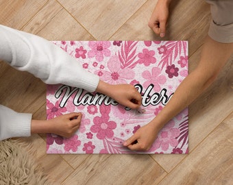 Personalized Floral Puzzle with Name || Custom Puzzle with Name || For Gift Idea || For Souvenir || Flower Puzzle with Name