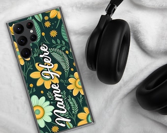 Funda Samsung con diseño floral personalizado y nombre // Funda Samsung con diseño floral personalizado // Funda Galaxy para Samsung S24 Ultra, S23, S22, S21, A54, A34