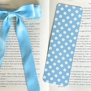 Blue Floral Bookmark: Pastel Spring Flowers, Book Lover Gift