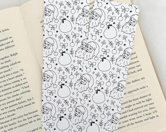 Black and White Santa Bookmark | Christmas Bookmark | Bookish Gift | Book Lover | Gift for Readers | Cozy Bookmark | Festive | Double Sided