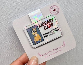 Arthur Library Card Magnetic Bookmarks| Book Lovers Gift| Handmade| Bookish Gift| Bookclub Bookmark| Cute Bookmark| Magnetic Page Clip