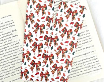 Herbst kariertes Bögen Lesezeichen | Bücherwurm Merch | Buchliebhaber| Bögen und Karo | Geschenk für Leser | Doppelseitiger Druck | Größere Größe 2,3 "x 7"