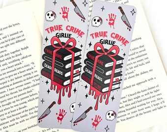 True Crime Girlie-bladwijzer| Thrillerlezer| Bookish-merchandise | Boekenliefhebber | Cadeau voor lezers | Misdaadlezer| Groot formaat: 2,3 x 7 inch
