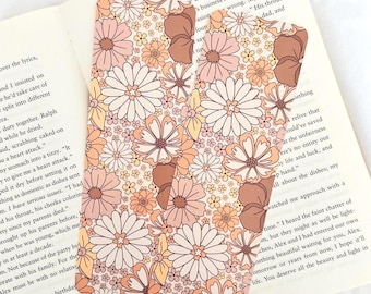 Autumn Floral Bookmark | Bookish Merch | Book Lover | Gift for Readers | Muted Flowers | Double Sided | Large Size 2.3"x 7"