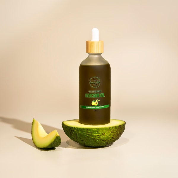 All Natural Avocado Oil, 100% Pure & Organic Cold Pressed Carrier Oil for Hair Growth, Face and Skin, Body Massage Oil
