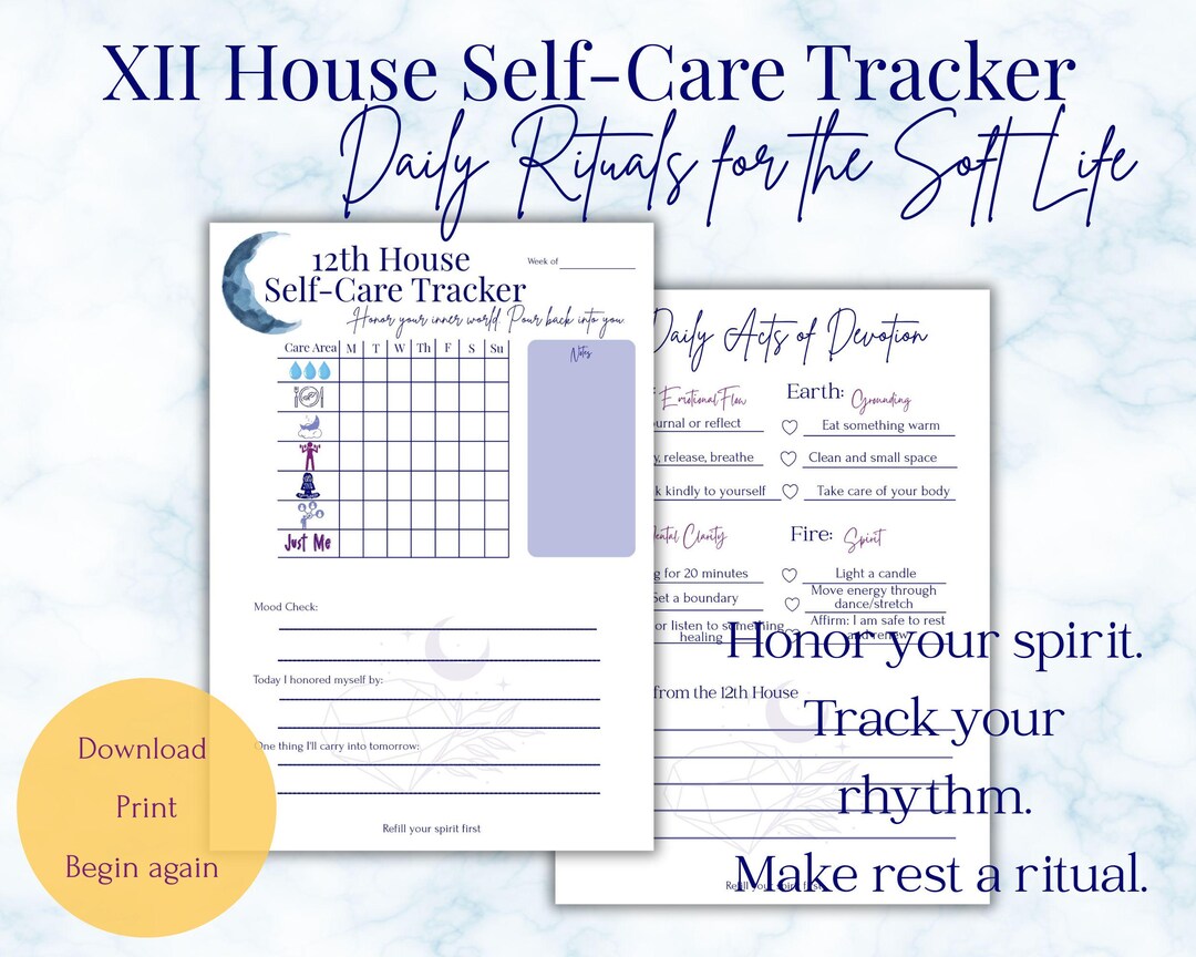 12th House Self-care Tracker - Printable Wellness Journal for Mindfulness, Connection, and ...