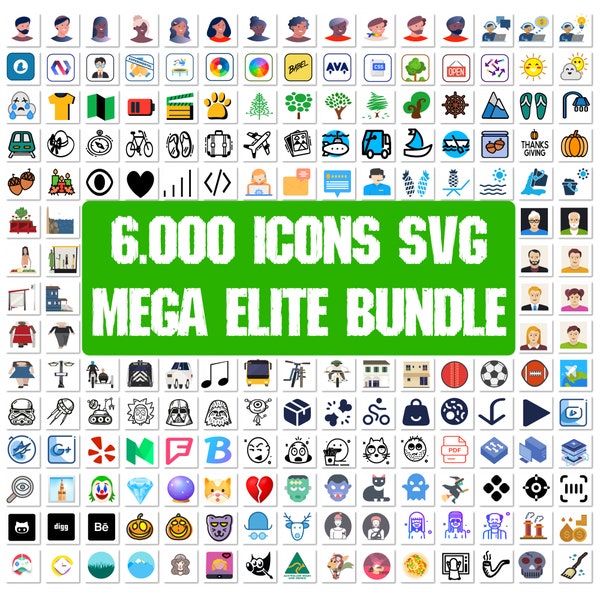 6.000, Mega XXL SVG Bundle, Custom icon, Icon pack, Religious icon, Digital planner icon, Icon tshirt, 2024 Sticker, Customizable sticker