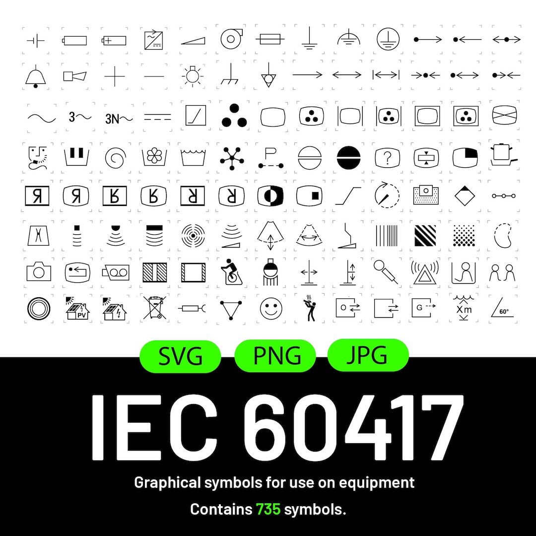 IEC 60417標準シンボルセット | 735個のデジタルアイコン | svg、png