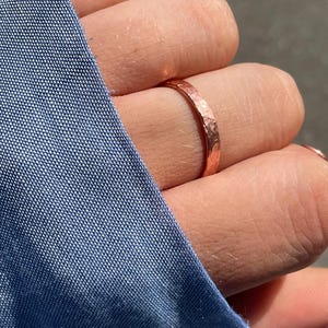 Dainty Stackable Copper Rings | Handmade Pure Copper Bands | Hammered, Textured Style