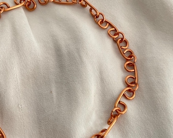 Tornozeleira artesanal com elos de cobre | Resistente à oxidação | 23 a 34 cm | Ajustável