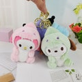 Sanrio Dinosaur Doll Plush Sanrio Charm Keychain Cute Cartoon Character Soft Bag Charm (Cinnamoroll/Hello Kitty/Kuromi/Pochacco/PomPomPurin)