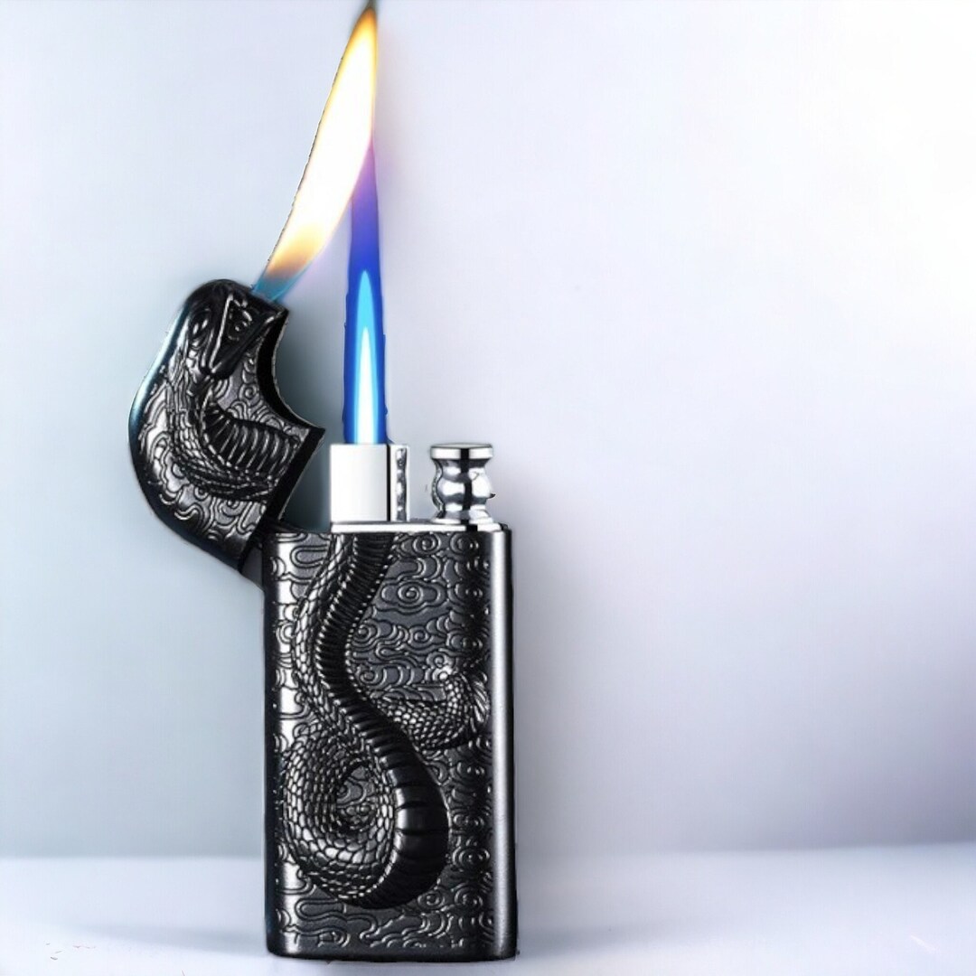 Dragon Tiger Double Fire Lighter Blowing Blue Flame Lighter Windproof