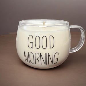 Vanilla Coffee Scented Soy Candle - &quot;Good Morning&quot; Mug