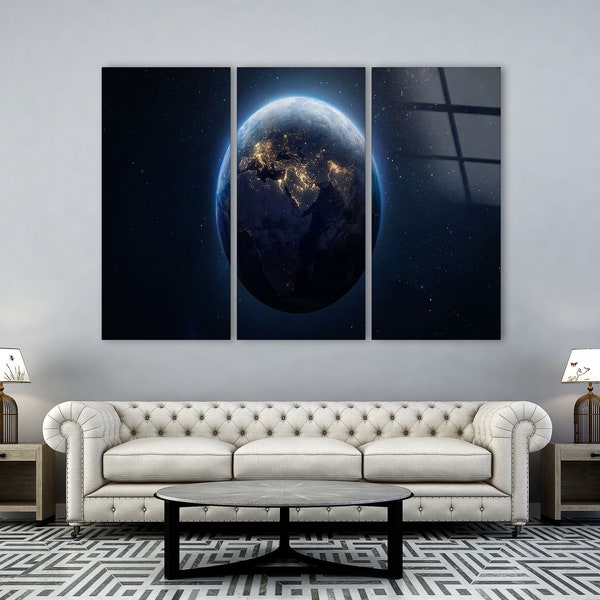 Earth - Tempered Glass Wall Art, Space Wall Art, Glass Printing Art, Mega Size Wall Art, Large Wall Art Furnished by NASA