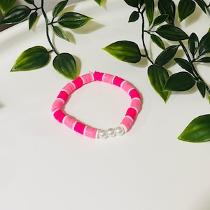 Pink Pearl clay bead bracelet