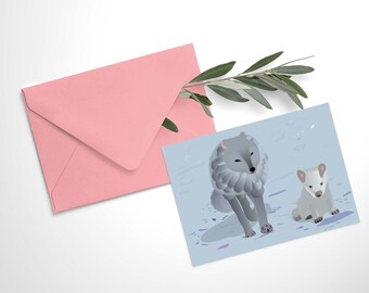 Arctic fox card with envelope