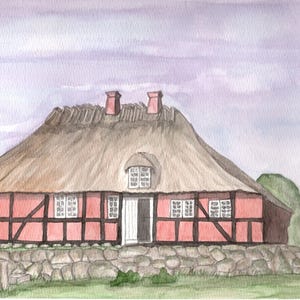 Danish House - Original watercolor