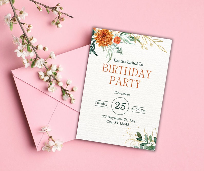 Virtual Birthday Invitation Template, Digital Download, Printable