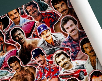 Tom Selleck Wrapping Paper- Custom Wrapping Paper- Tom Selleck Gift Wrap