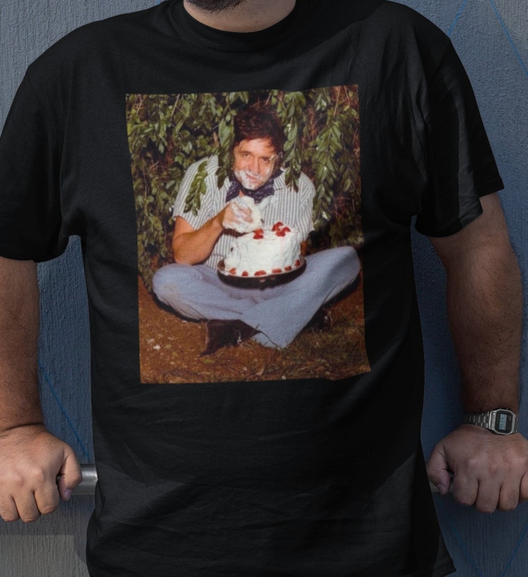 Stoned Johnny Cash Shirt Johnny Cash Eating Cake Shirt Etsy