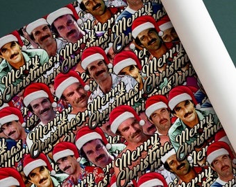 Tom Selleck Merry Christmas Gift Wrap Tom Selleck Wrapping Paper - Christmas Wrapping Paper - Tom Selleck Christmas Gift Wrap