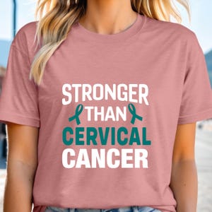Camiseta de concientización sobre el cáncer de cuello uterino: regalo de apoyo con lazo verde azulado
