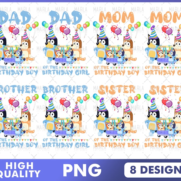 Blue Dogs Family Birthday PNG, Blue Dogs Birthday Girl Png, Dogs Family Png, Blue Dogs Family Svg, Dogs Sublimation Png, Instant Download