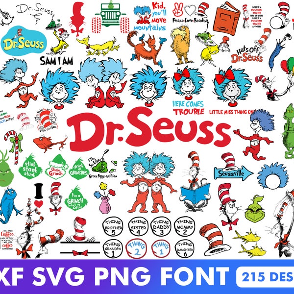 215+ Dr Seuss Svg Bundle Layered, Cat In The Hat Svg, Dr Seuss Hat SVG, Thing Svg, Green Eggs And Ham Svg, Dr Seuss for Teachers Svg, Cricut