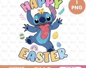 Stitch Happy Easter Png, Lilo and Stitch Easter Png, Easter Vibes Png, Easter Eggs Png, Easter Day Png, Magical Easter, Bunny Cartoon Easter